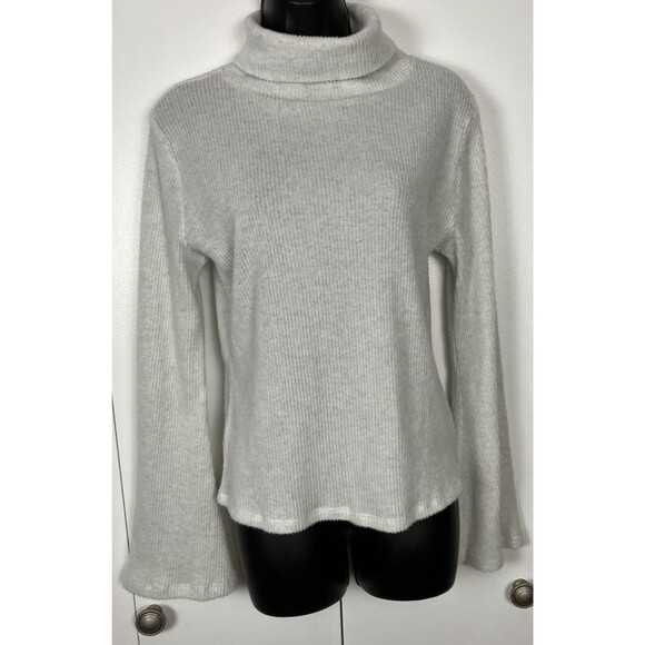 No Frills Los Angeles Sweaters - No Frills Los Angeles Soft Beige Ribbed Turtleneck Top Size XL